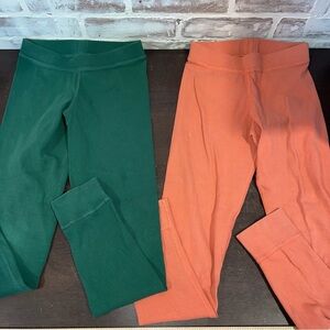 Hanna Andersson Kids Leggings in Green and Orange 140 size 10